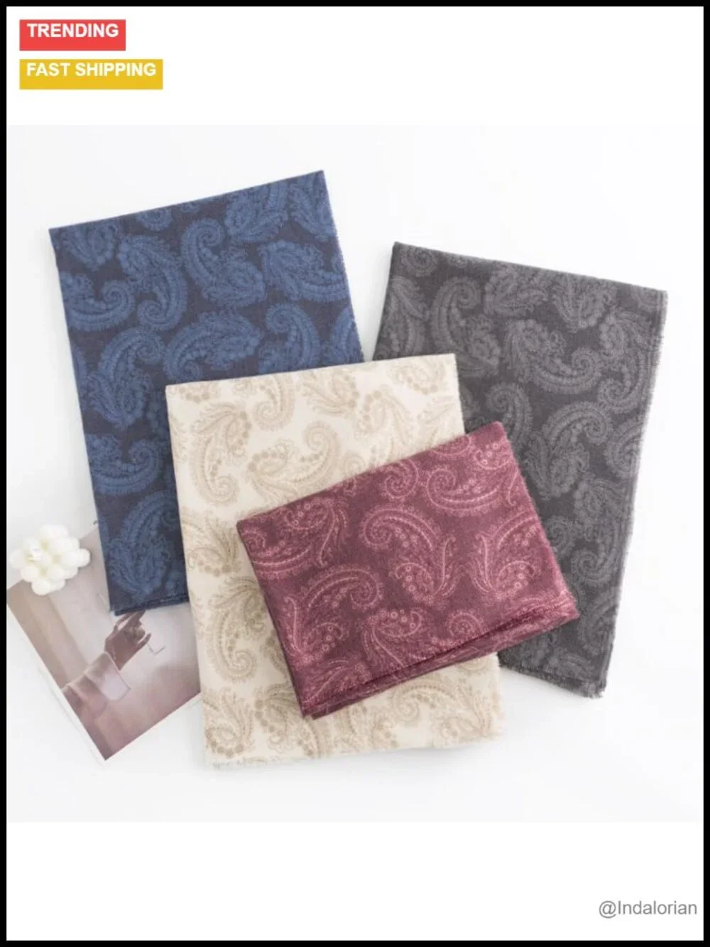 Oversized Paisley Pashmina Shawl Wrap - Soft Lightweight Polyester Winter Scarf